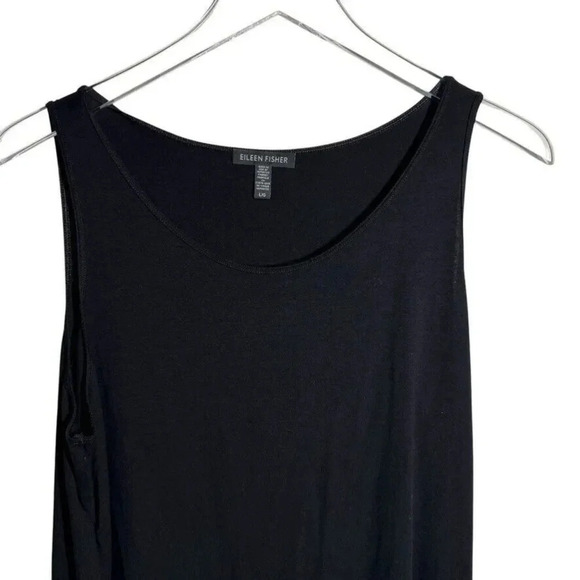 Eileen Fisher System Maxi Dress Black knit Sleeveless size Large Lagenlook - Picture 5 of 8
